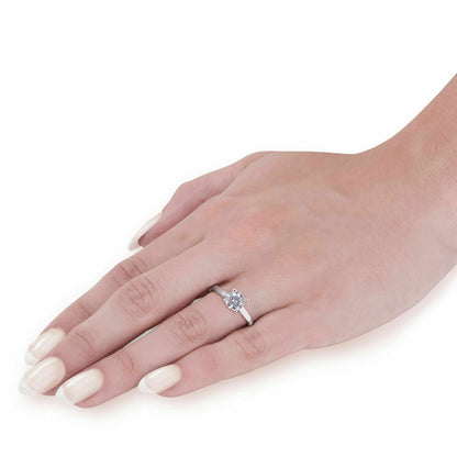 F/VS 1.52 ct Diamond Engagement Solitaire Vintage Ring 14k White Gold