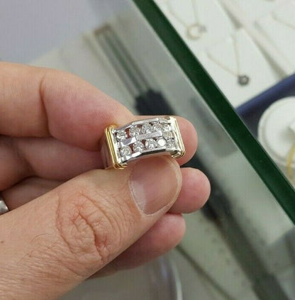 Men's 1 CT. T.W. Diamond Double Row Band in 10K Two-Tone Gold