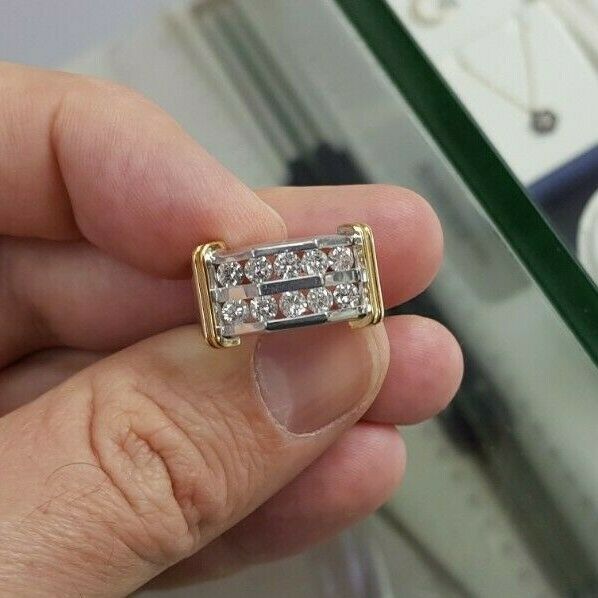 Men's 1 CT. T.W. Diamond Double Row Band in 10K Two-Tone Gold