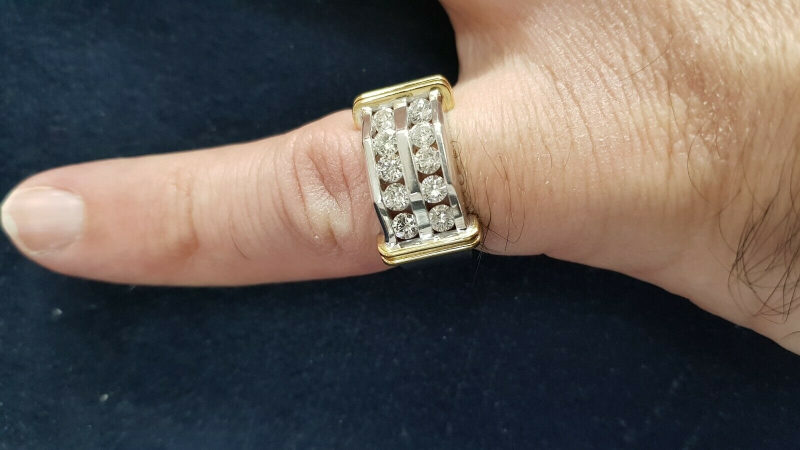 Men's 1 CT. T.W. Diamond Double Row Band in 10K Two-Tone Gold