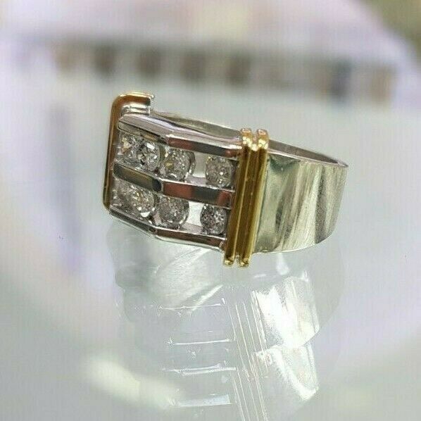 Men's 1 CT. T.W. Diamond Double Row Band in 10K Two-Tone Gold