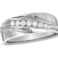 $800 Men's 1/4 CT. Diamond Seven Stone Wedding Band in 14K White Gold