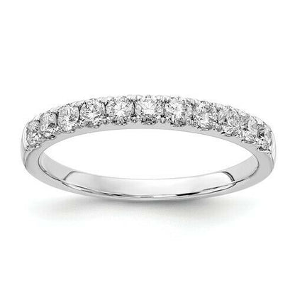 3/4Ct Certified Real Diamond Half Eternity Wedding Band Ring in 14K White Gold