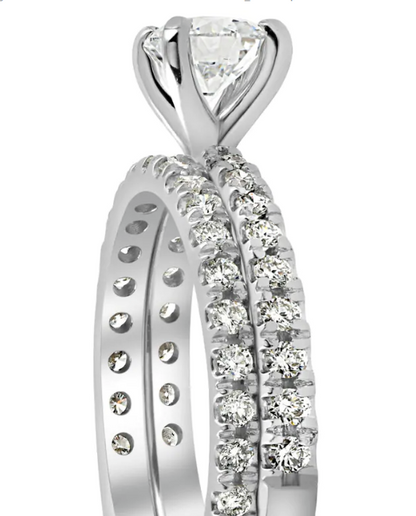 Certified 1 1/4 ct TDW Diamond Engagement Ring Wedding Set French Pave 10k Gold