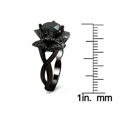 2 1/3ct TDW Black Diamond Lotus Engagement Ring in 14k Black Gold