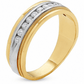 $1500 Men's 1/2 CT. Diamond Channel Milgrain Band in 14K Two Toned Gold
