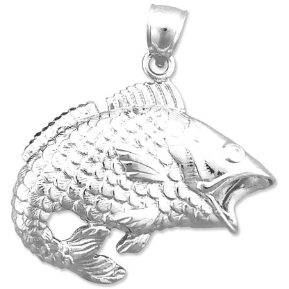 14K Gold Large Bass Pendant with Open Mouth