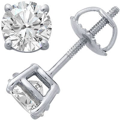 Platinum Four-Prong Diamond Stud Earrings