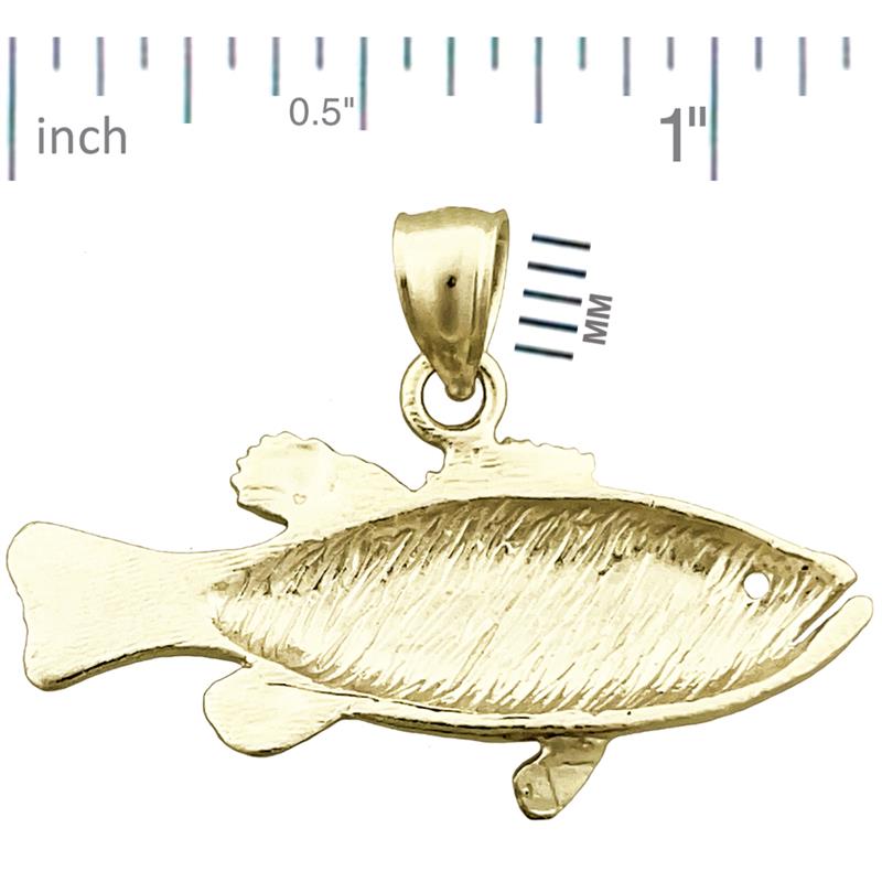 14K Gold Bass Fish Pendant