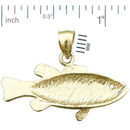 14K Gold Bass Fish Pendant