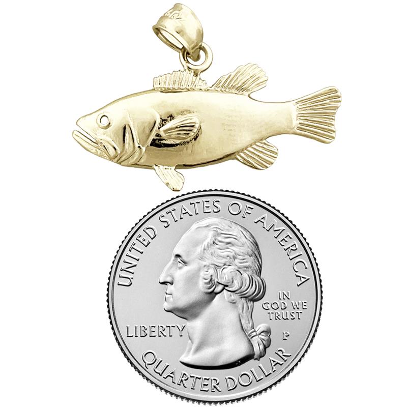 14K Gold Bass Fish Pendant