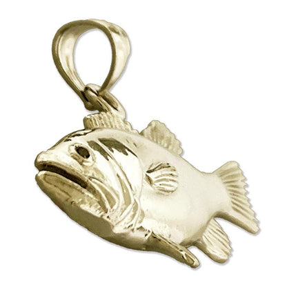 14K Gold Bass Fish Pendant