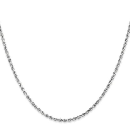 22 Inch 14K White Gold 2mm Diamond-Cut Rope Chain Necklace