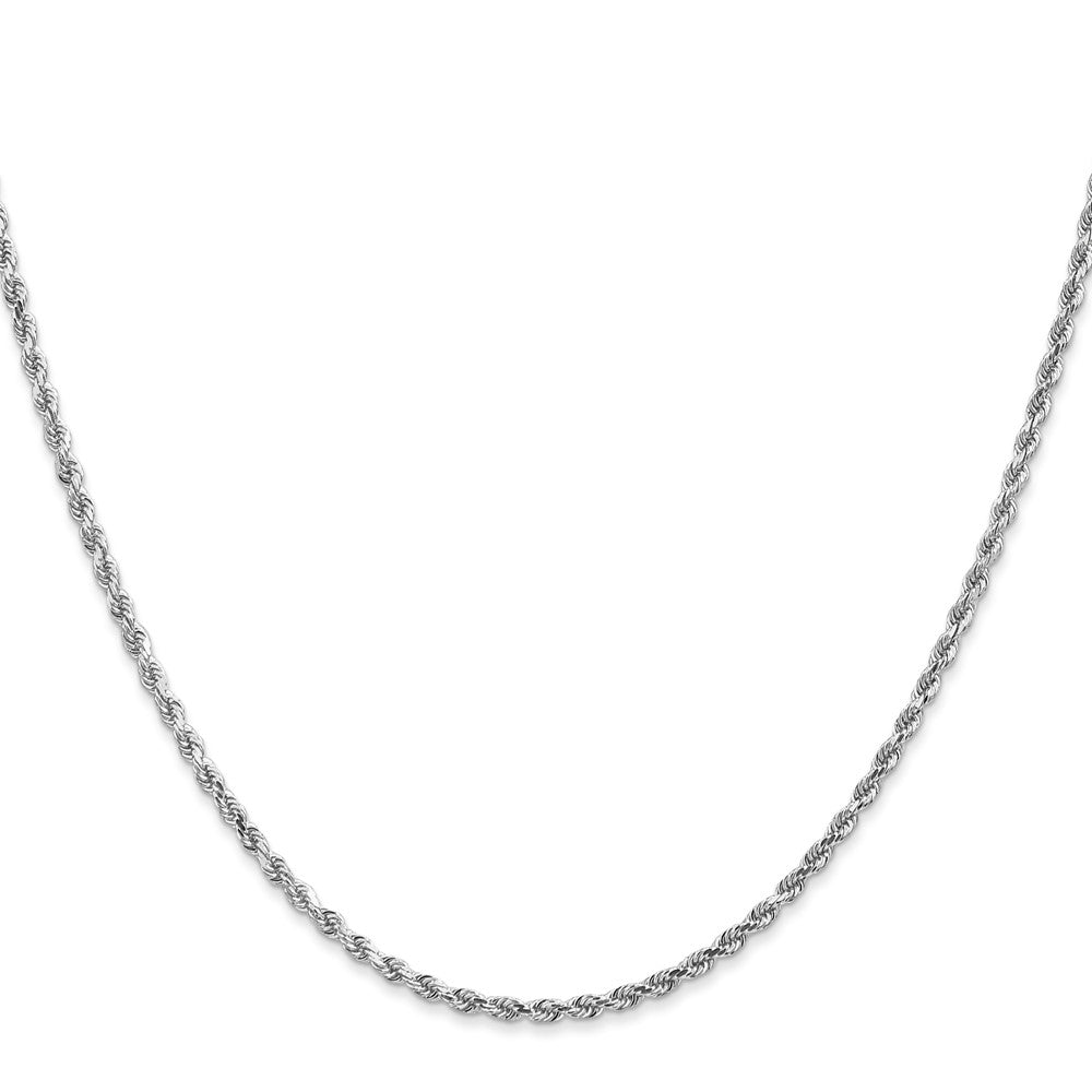 24 Inch 14K White Gold 2mm Diamond Cut Rope Chain Necklace