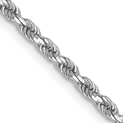 16 Inch 14K White Gold 2mm Diamond Cut Rope Chain Necklace