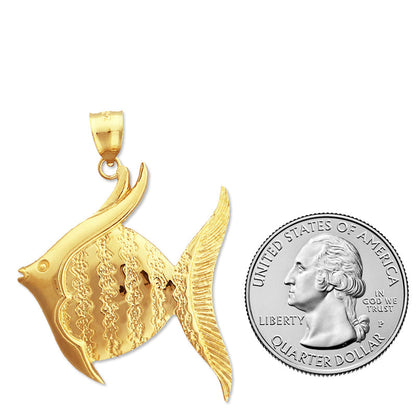 14K Gold Angelfish Pendant