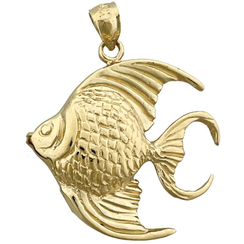 14K Gold Freshwater Angel Fish Pendant