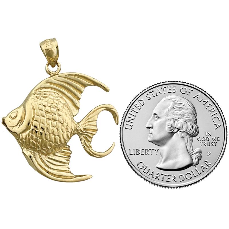 14K Gold Freshwater Angel Fish Pendant