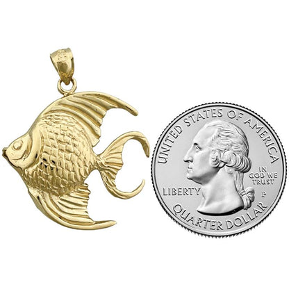 14K Gold Freshwater Angel Fish Pendant