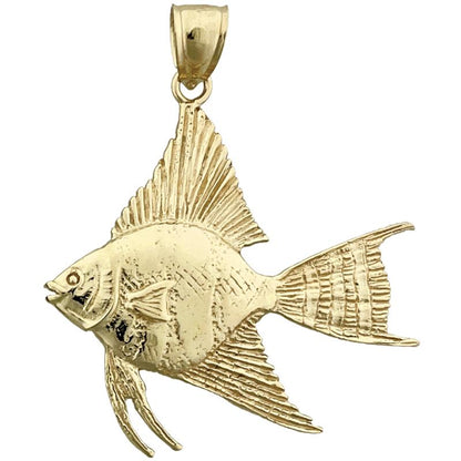 14K Gold 35MM Freshwater Angelfish Pendant