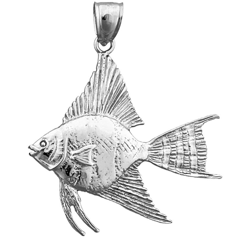 14K Gold 35MM Freshwater Angelfish Pendant