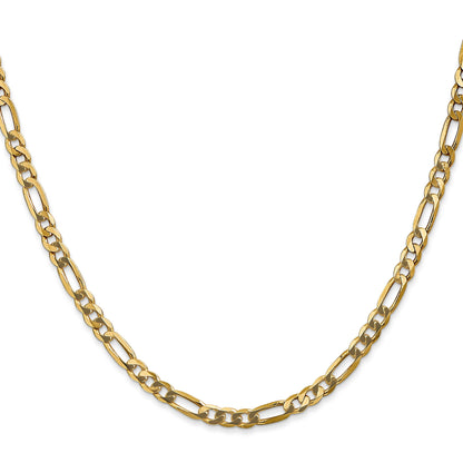 22 Inch 14K 4mm Flat Figaro Chain Necklace