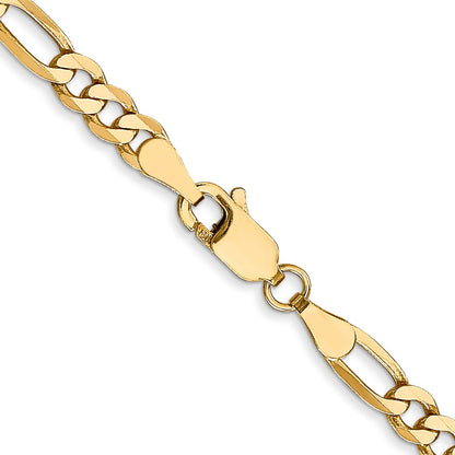 24 Inch 14K 4mm Flat Figaro Chain Necklace