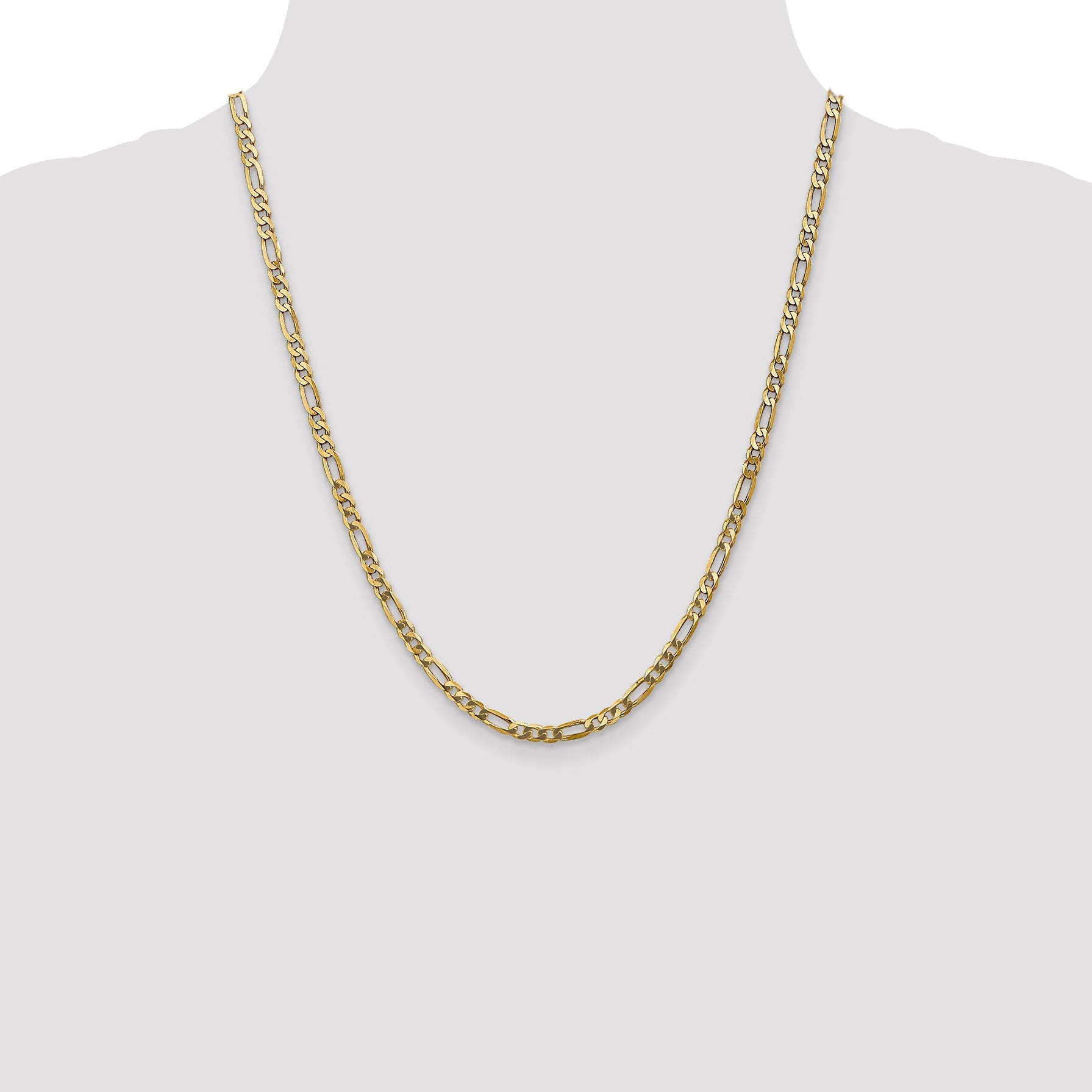 22 Inch 14K 4mm Flat Figaro Chain Necklace