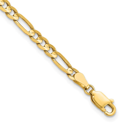 8 Inch 14K Yellow Gold 4mm Flat Figaro Chain Bracelet
