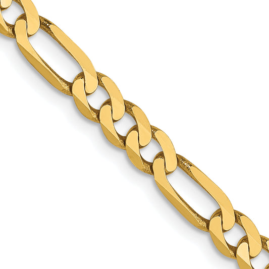 24 Inch 14K 4mm Flat Figaro Chain Necklace