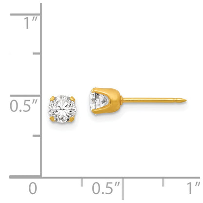 14K Yellow Gold Inverness 4.25mm Cz Post Earrings