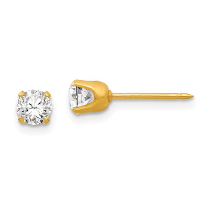 14K Yellow Gold Inverness 4.25mm Cz Post Earrings
