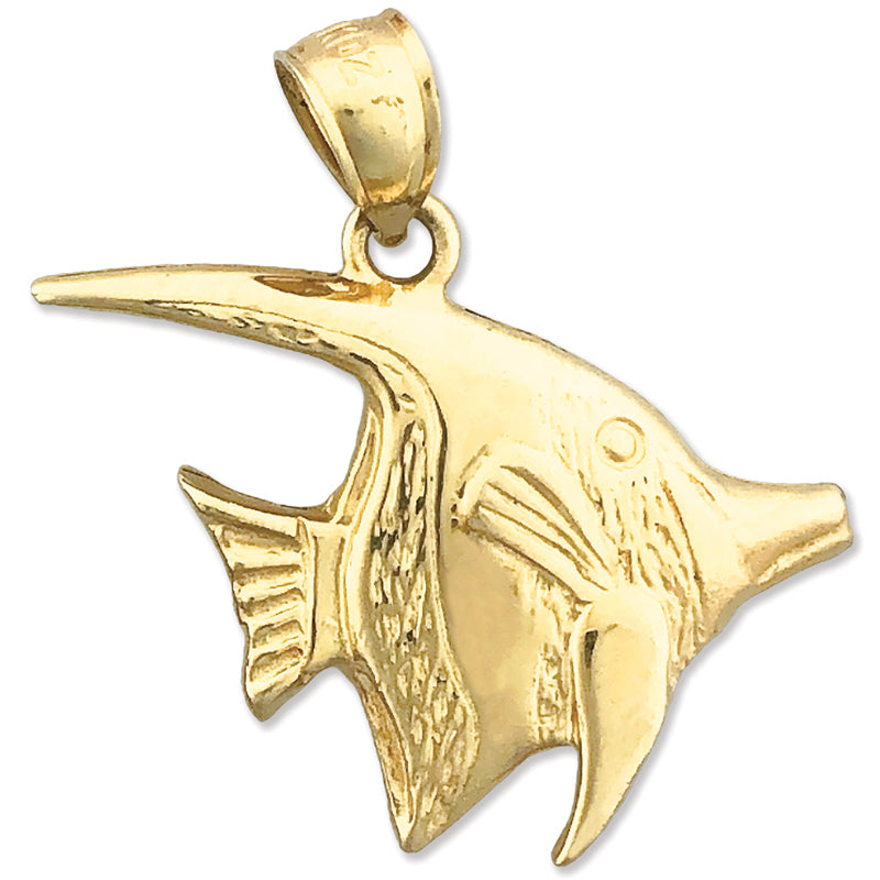 14K Gold Aquatic Angelfish Pendant