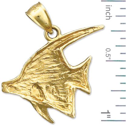 14K Gold Aquatic Angelfish Pendant