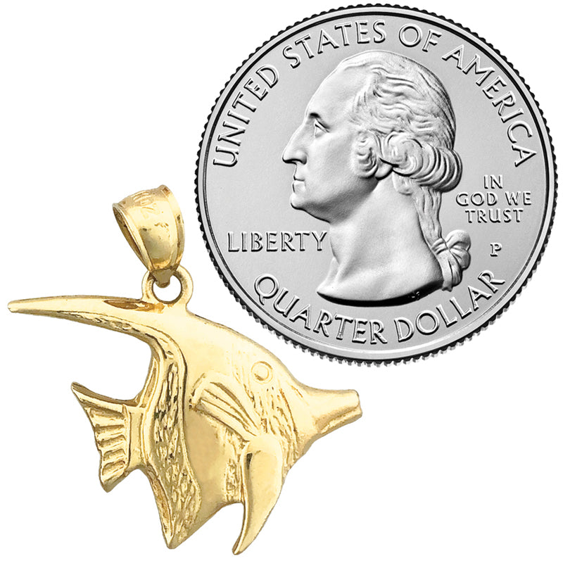 14K Gold Aquatic Angelfish Pendant