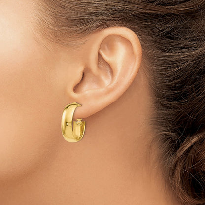 14K Yellow Gold Polished Hoop Earrings