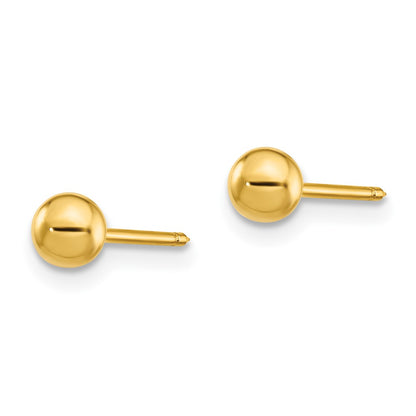 14K Yellow Gold Inverness 4mm Ball/Long Post Earrings