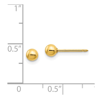 14K Yellow Gold Inverness 4mm Ball/Long Post Earrings