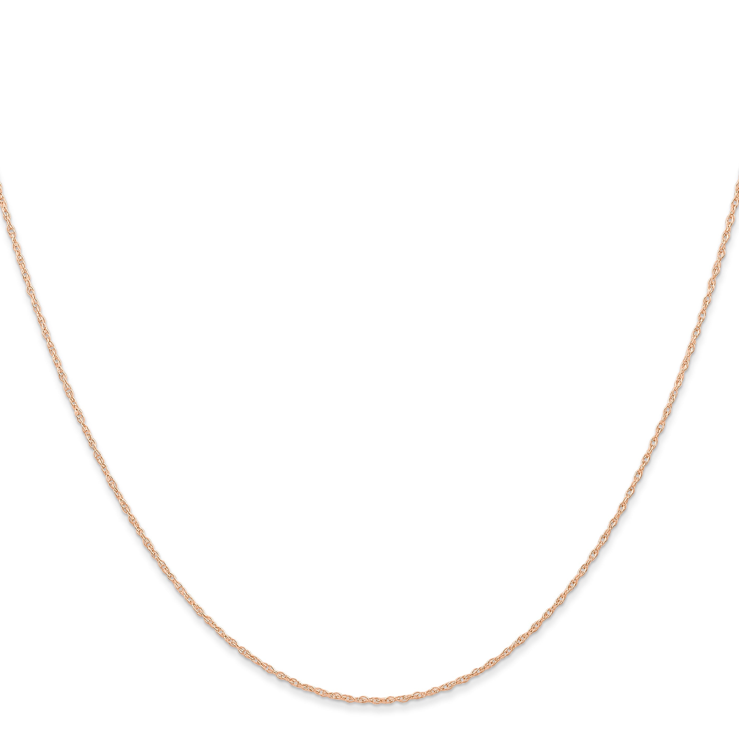 14K Rose Gold 18 Inch Carded .6mm Cable Rope With Spring Ring Clasp Chain Necklace