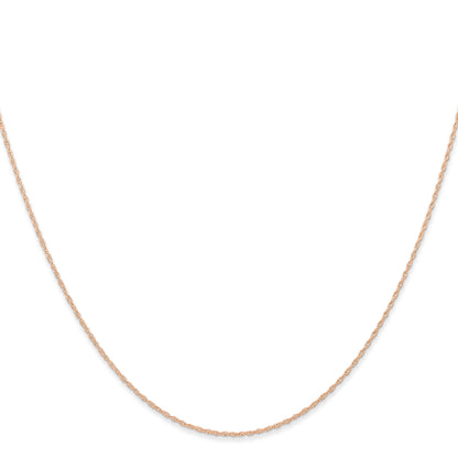 14K Rose Gold 18 Inch Carded .6mm Cable Rope With Spring Ring Clasp Chain Necklace