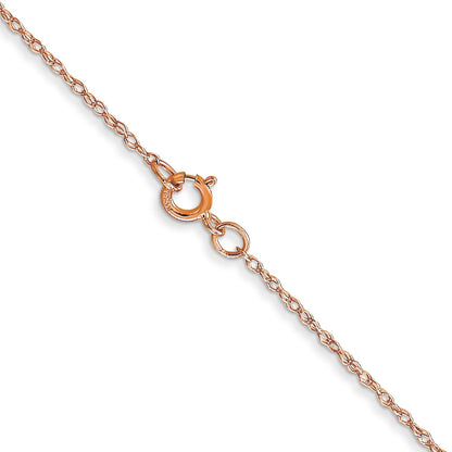 14K Rose Gold 18 Inch Carded .6mm Cable Rope With Spring Ring Clasp Chain Necklace