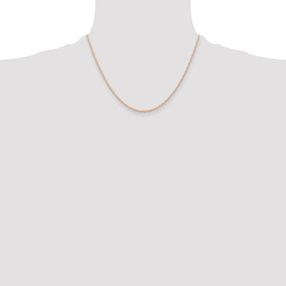 14K Rose Gold 18 Inch Carded .6mm Cable Rope With Spring Ring Clasp Chain Necklace