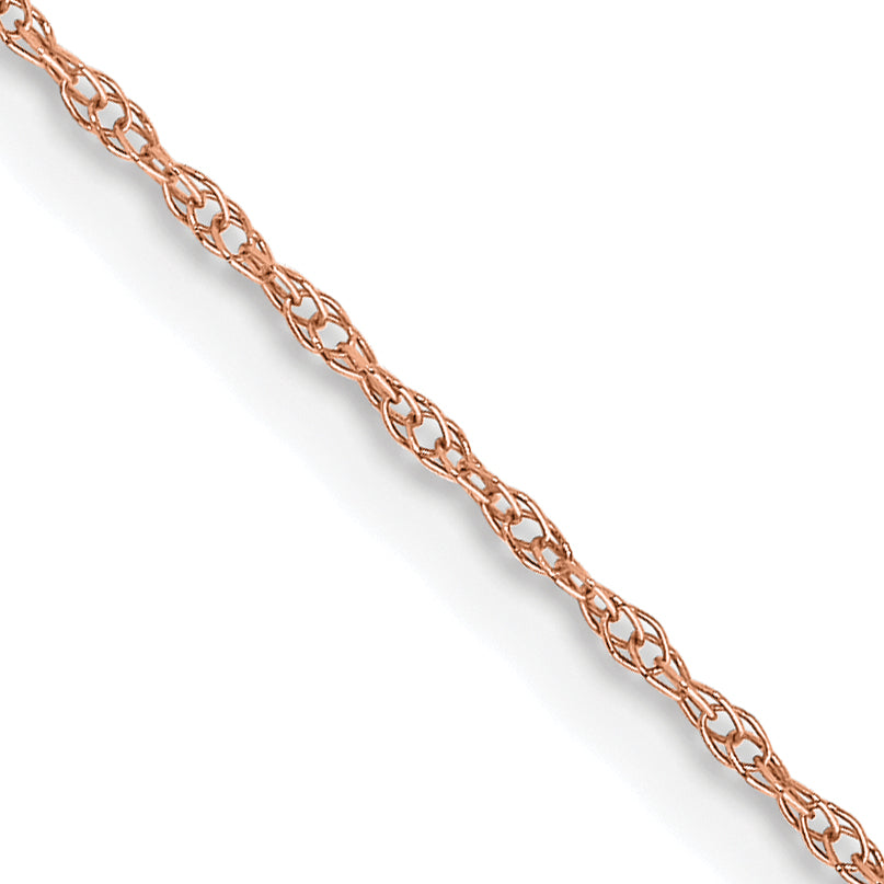 14K Rose Gold 18 Inch Carded .6mm Cable Rope With Spring Ring Clasp Chain Necklace