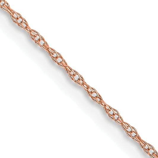 14K Rose Gold 18 Inch Carded .6mm Cable Rope With Spring Ring Clasp Chain Necklace