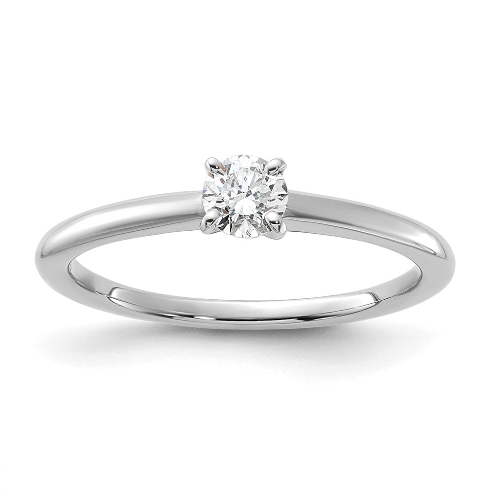 14K White Gold 1/4 carat Certified Lab Grown Diamond VS+ F+ Round Complete Solitaire Engagement Ring
