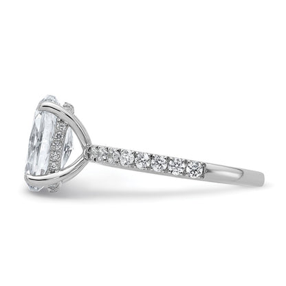 14K White Gold 3 1/2 carat Certified Lab Grown Diamond VS+ F+ Oval Complete Solitaire with Flair Engagement Ring