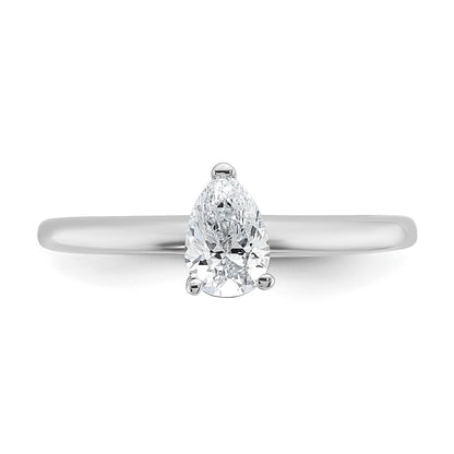 14K White Gold 1/2 carat Certified Lab Grown Diamond VS+ F+ Pear Solitaire Complete Engagement Ring