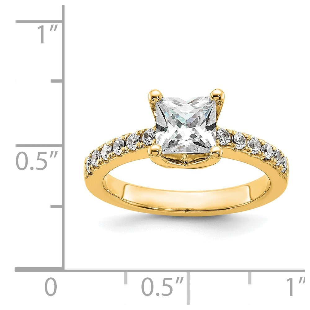 True Origin 14K Yellow Gold 3/8 carat Lab Grown Diamond VS+ F+ Semi-Mount Princess Engagement Ring