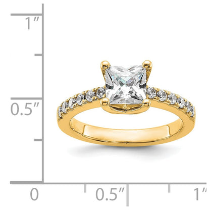 True Origin 14K Yellow Gold 3/8 carat Lab Grown Diamond VS+ F+ Semi-Mount Princess Engagement Ring