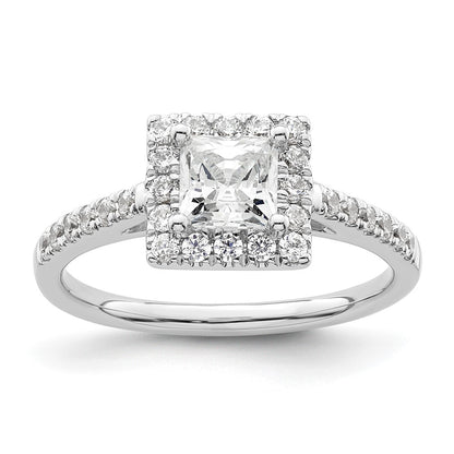 14K White Gold Halo Plus (Holds 3/4 carat (5.00mm) Princess Center) 3/8 carat Diamond Semi-Mount Engagement Ring